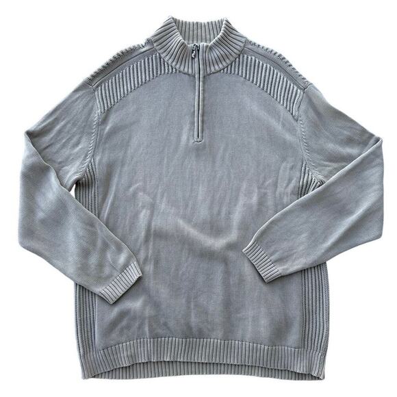 Men’s Nat Nast Quarter Zip Tan Sweater 100% Cotton Size Large - Picture 1 of 4